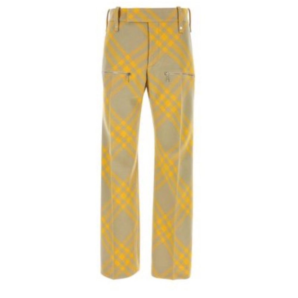 Burberry Men's Yellow Wide-Leg Checked Virgin Wool-Twill Pants